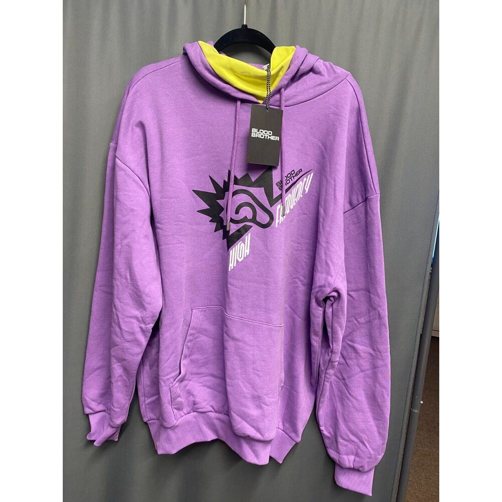 Blood Brother Pullover Hoodie Men's Medium Purple High Frequency B35, b65